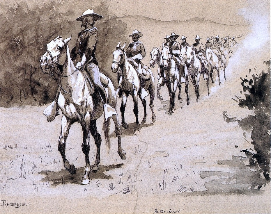 Frederic Remington In the Desert, 20"x25" Wall Decal Print