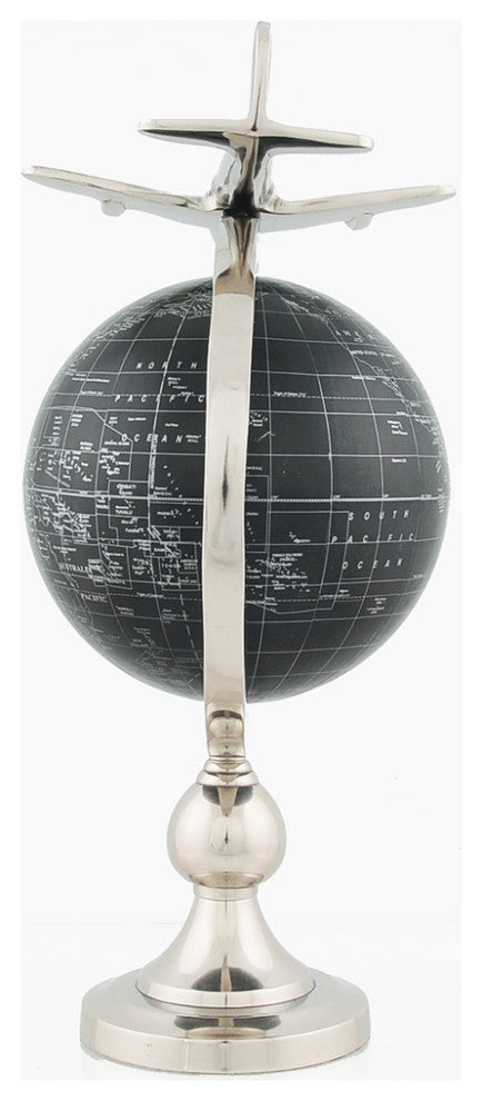 Airplane On Globe With Brass Stand