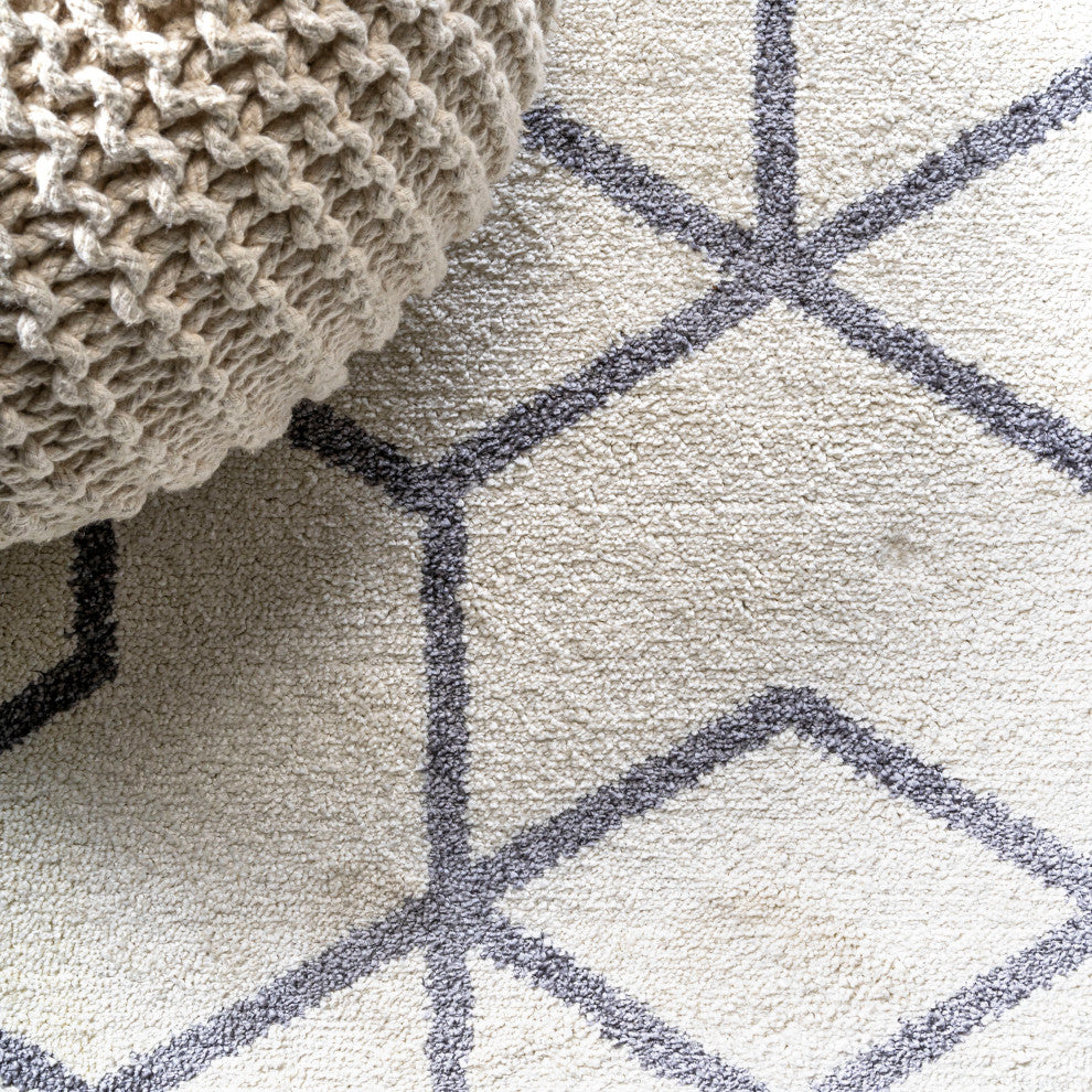 Cole Minimalist Diamond Trellis Light Gray/White 2'x10' Runner Rug