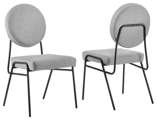 Craft Upholstered Fabric Dining Side Chairs, Set of 2, Black Light Gray
