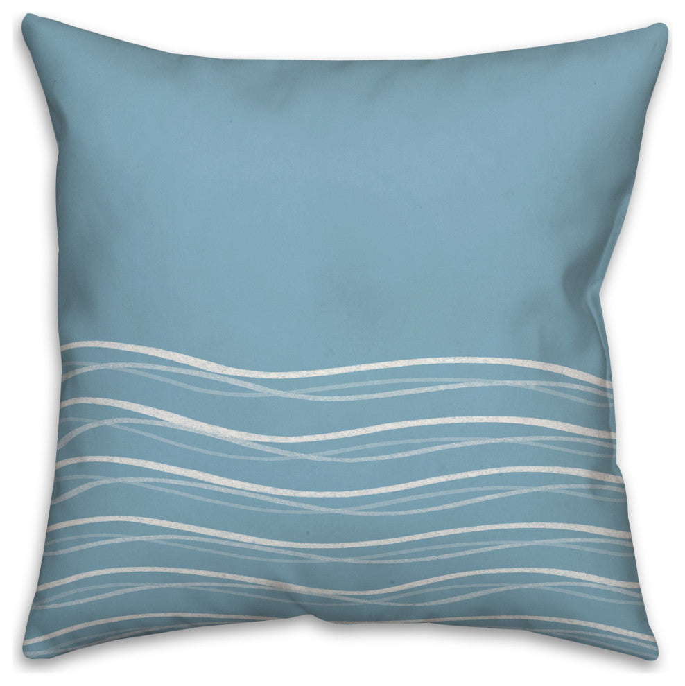 Blue Wavy Lines 18x18 Spun Poly Pillow