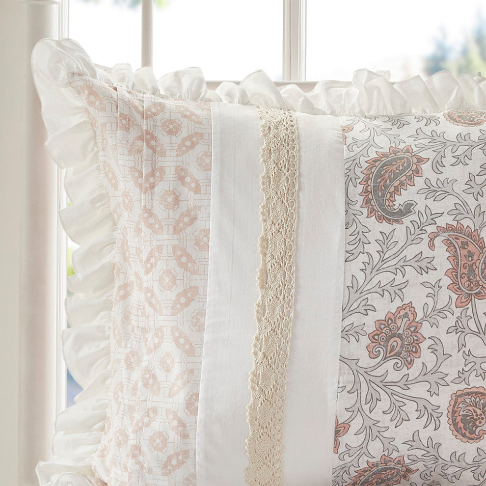 Madison Park Dawn 9 Piece Cotton Percale Comforter Set, Blush