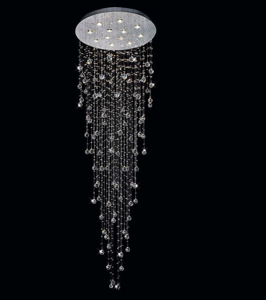 Rain Drop 12 Light Flush Mount With Chrome Finish