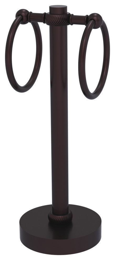 Vanity Top 2 Towel Ring with Twisted Accents, Antique Bronze