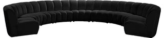 Infinity Channel Tufted Velvet Modular Chair, Black, 9 Piece