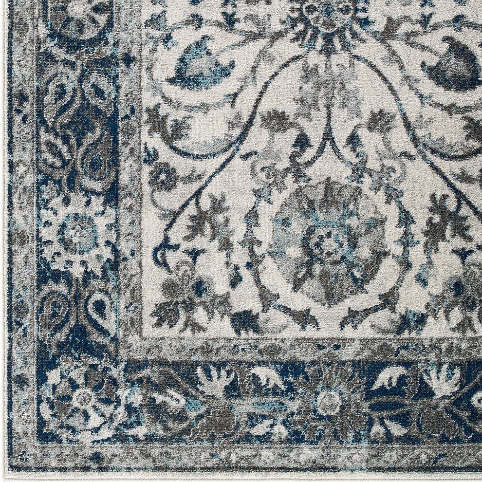 Entourage Samira Distressed Vintage Floral Persian Medallion 8x10 Area Rug