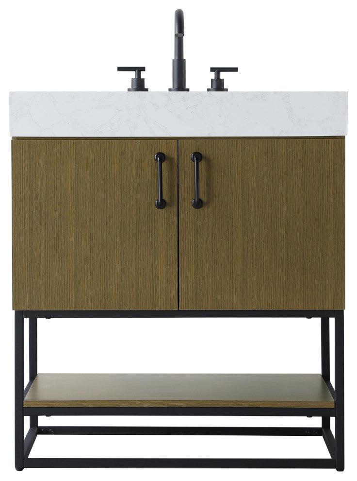 Home Living 30" Single Bathroom Vanity, Chestnut Brown