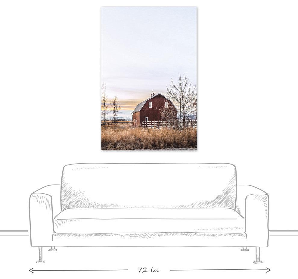 Rustic Barn Sunrise 32x48 Canvas Wall Art