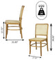 Colmar Mid-Century Vintage Wood Rattan Dining Chair, Natural, Set of 2