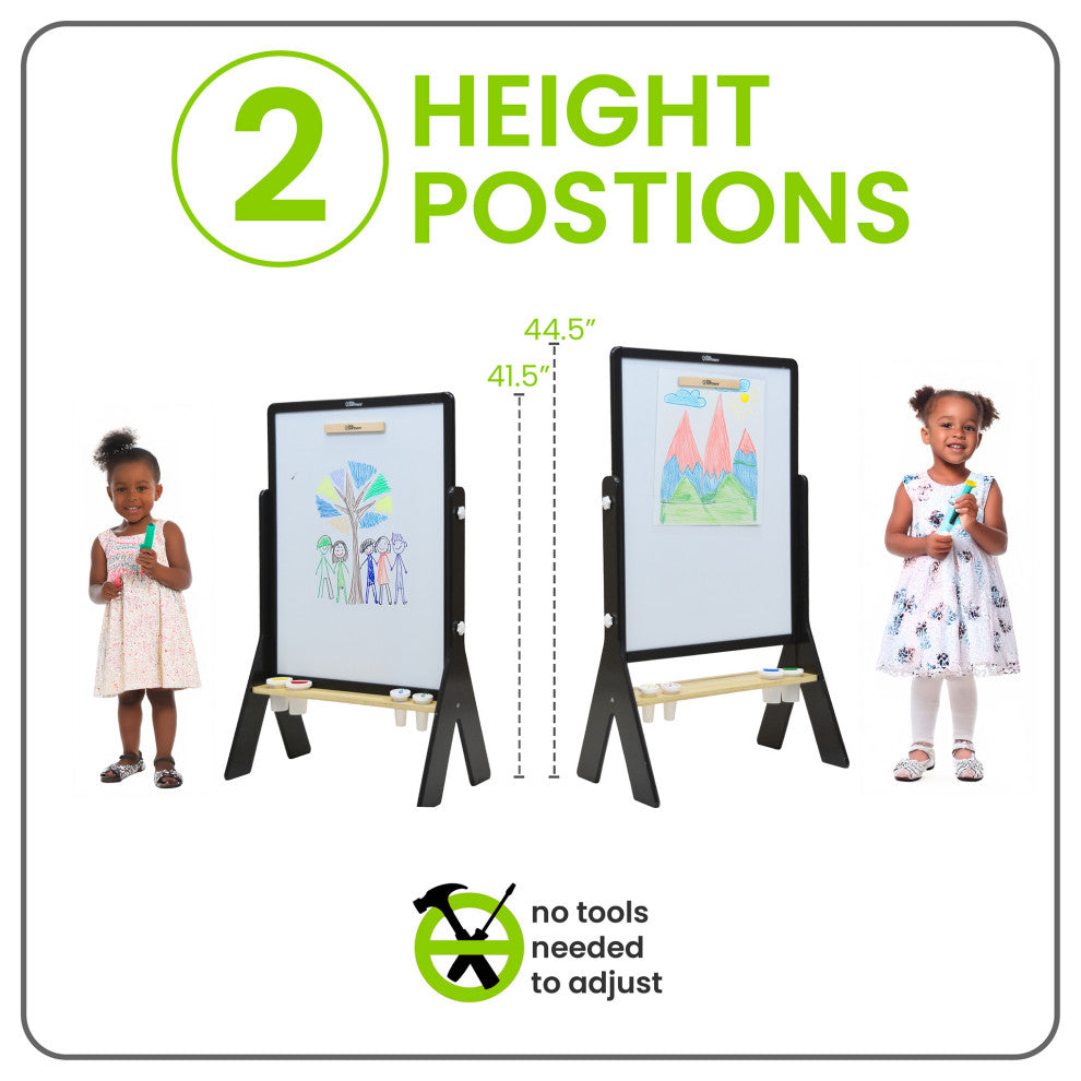 Little Partners Contempo Adjustable Height Art Easel, Charcoal With Natural