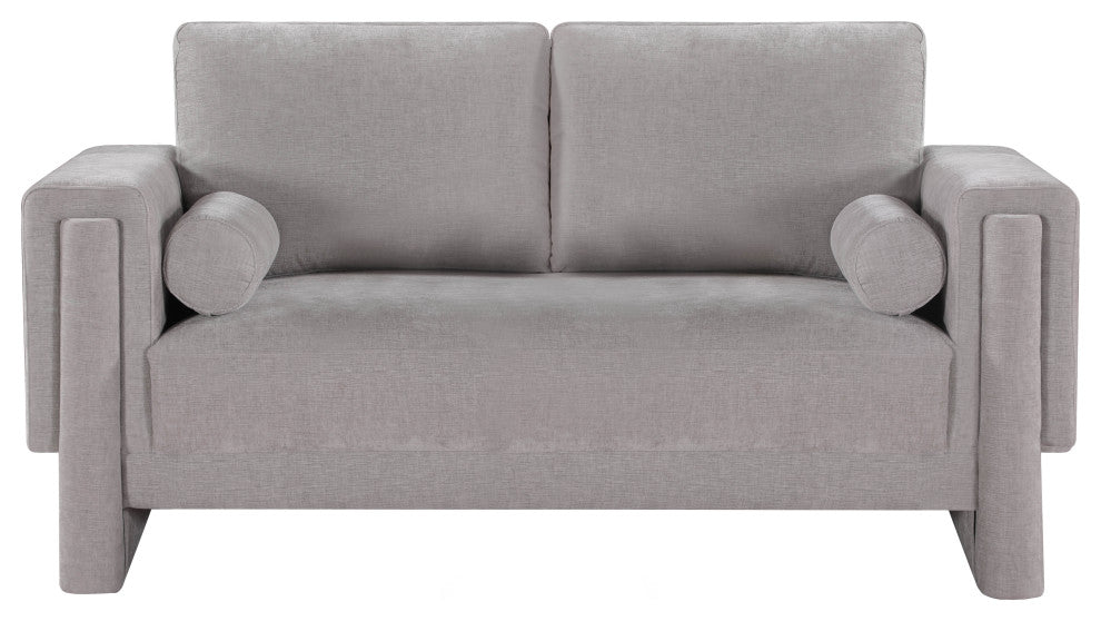 Madeline Chenille Fabric Upholstered Chair, Grey, Loveseat