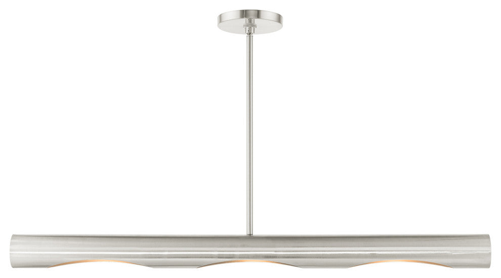 Brushed Nickel Contemporary, Minimal, Industrial, Urban, Sleek Linear Chandelier
