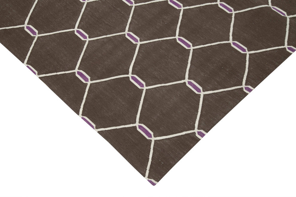 Rug N Carpet - Handmade Wool 3' 7'' x 5' 7'' Geometric Dhurrie Kilim Rug