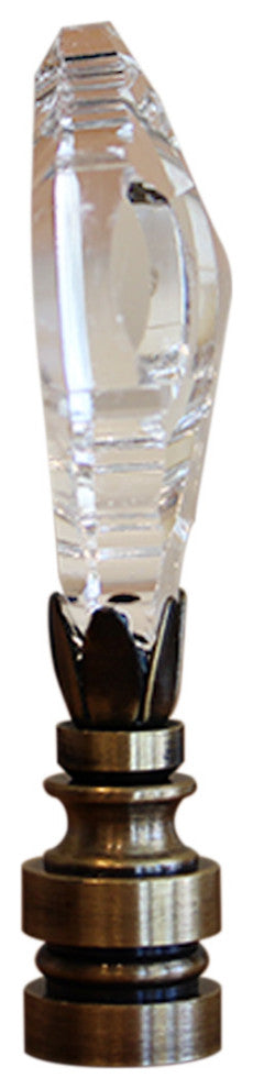 2.75"H Swarovski Crystal Gothic Cross Antique Brass Base Lamp Finial