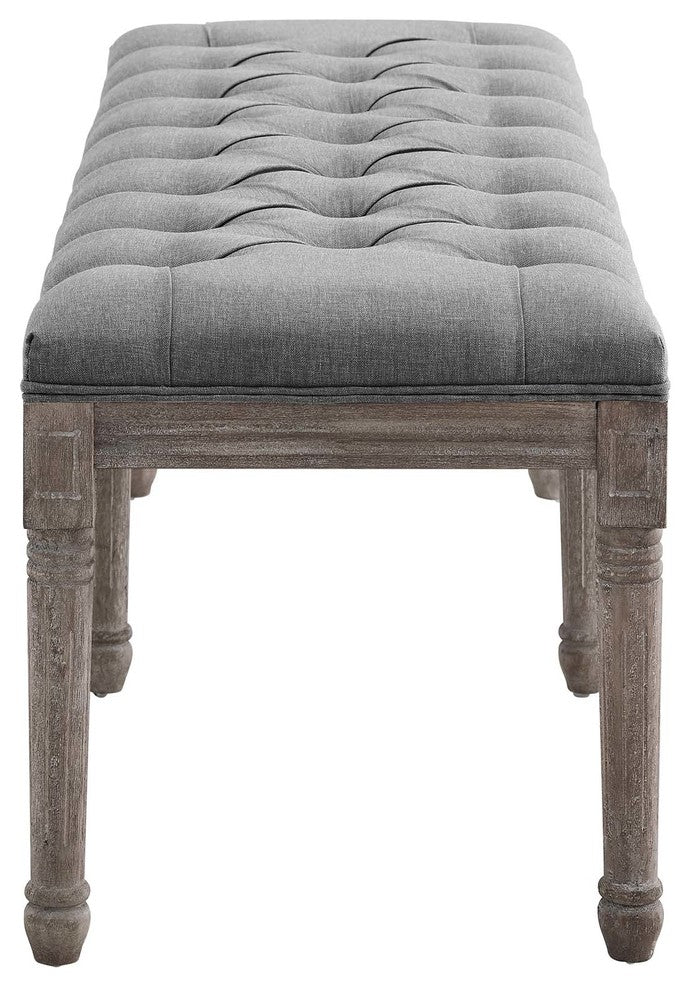 Province French Vintage Performance Velvet Bench, Light Gray