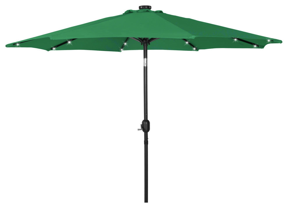 WestinTrends 9Ft Outdoor Patio Solar Powered LED Light Market Table Umbrella, Dark Green