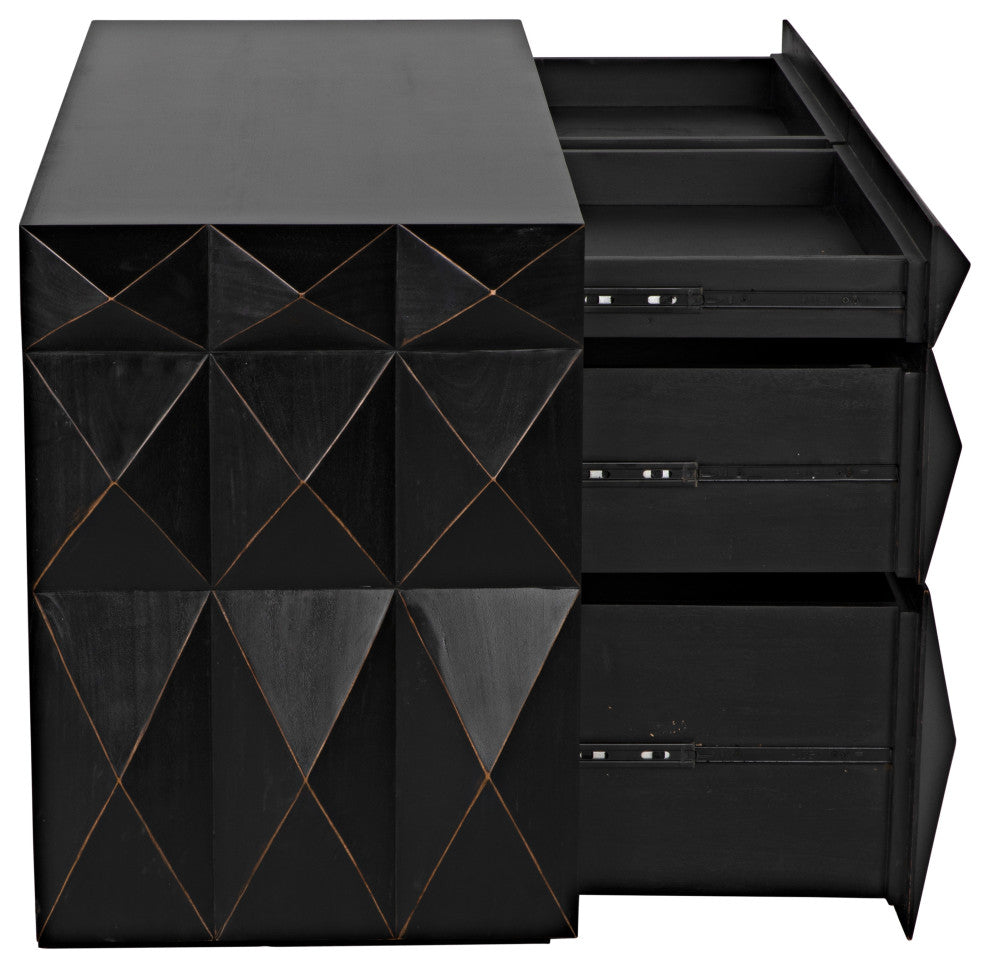 NOIR Furniture - Allegra Dresser in Hand Rubbed Black - GDRE248HB