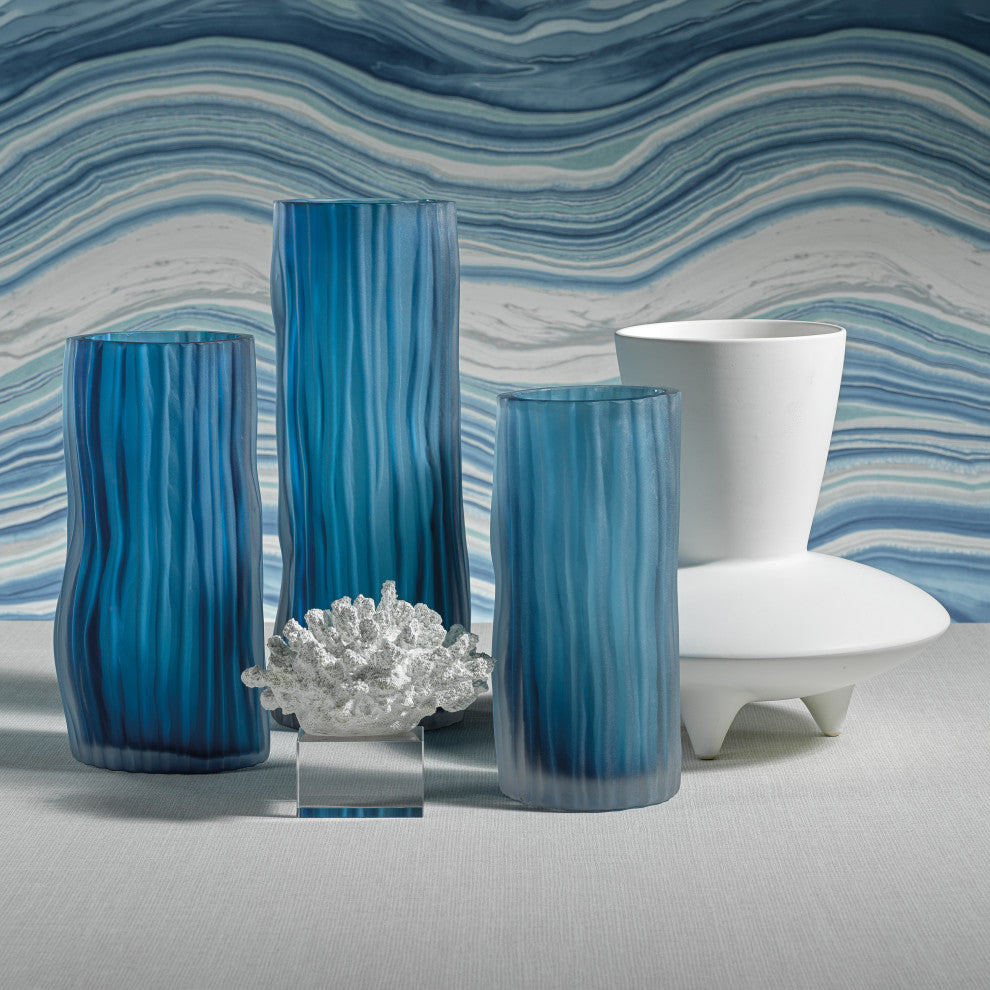 Falko Powder Glass Vase, Small-10.25"