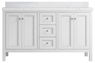 Nashville 60" Double Bathroom Vanity, White 2" Empira Quartz