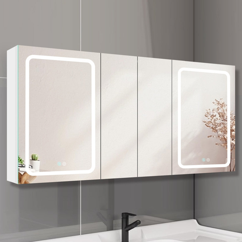60 in.W x 30 in. H Aluminum Surface Mounted Medicine Cabinet with Mirrors