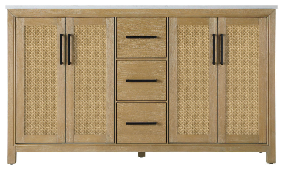 Home Living 60" Double Bathroom Vanity, Linen Oak