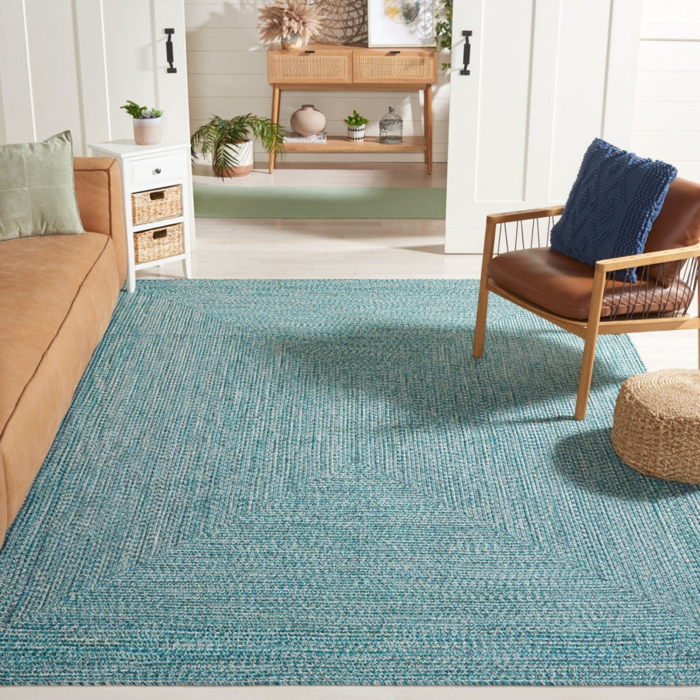 Safavieh Braided BRA201 Rug Machine-Washable, Teal/Green, 9'x12'