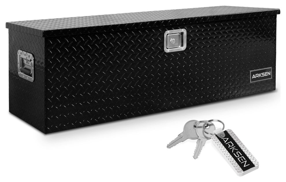 ARKSEN 49" Aluminum Utility Tool Box Diamond Plate Chest Box, Black