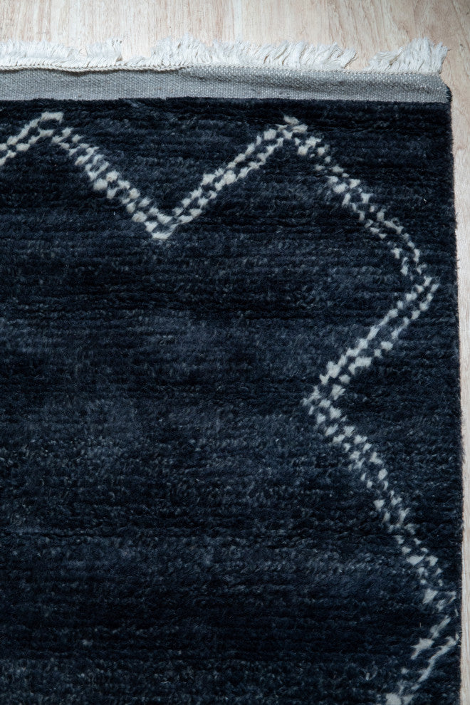 EORC Charcoal Hand Knotted Wool Moroccan Berber Moroccan Rug 8'x10'