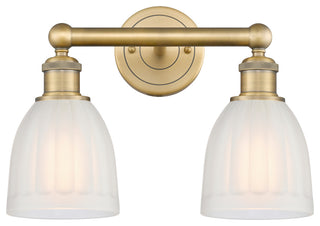 Brookfield 2-Light 15" Bath Vanity Light, Brushed Brass Finish, White Shade