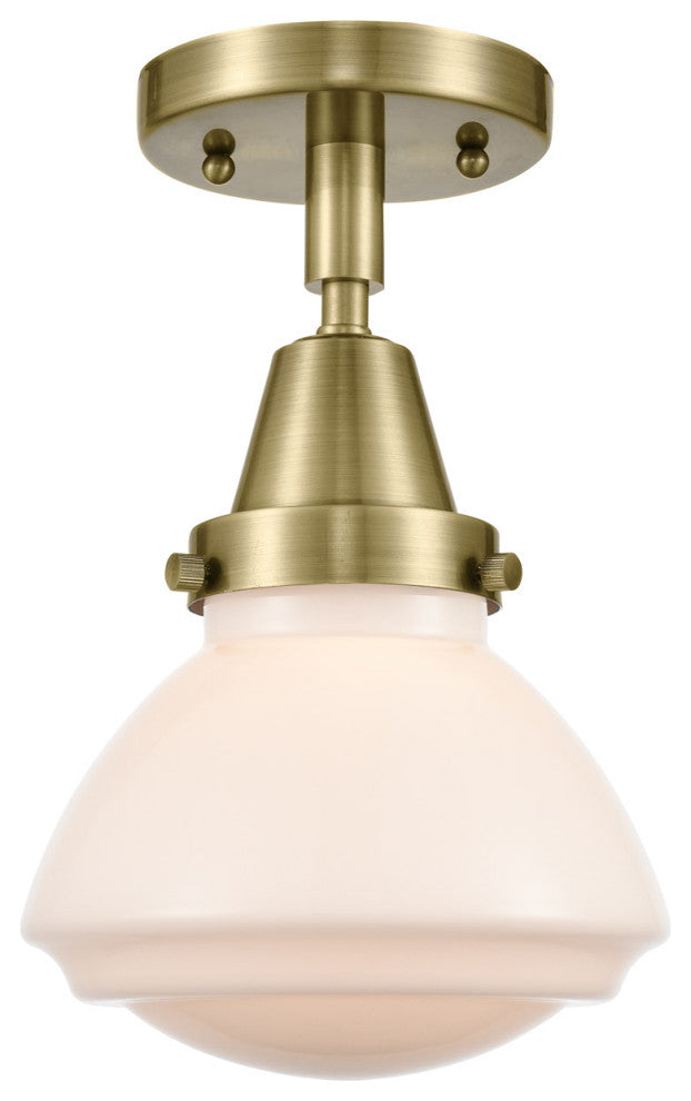 Innovations 447-1C-AB-G321-LED Olean 1 Light 6.75" Flush Mount, Antique Brass