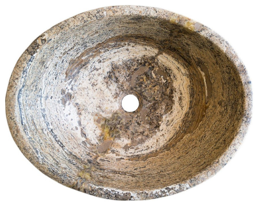 Valencia Travertine Natural Stone Oval Vessel Sink (W)16" (L)21" (H)6"