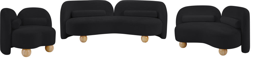 Daphne Upholstered Chair/Loveseat/Sofa, Black, Chenille Fabric, Chair