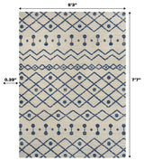 Aksil Moroccan Beni Souk Area Rug, Cream/Navy, 3 Ft. X 5 Ft.