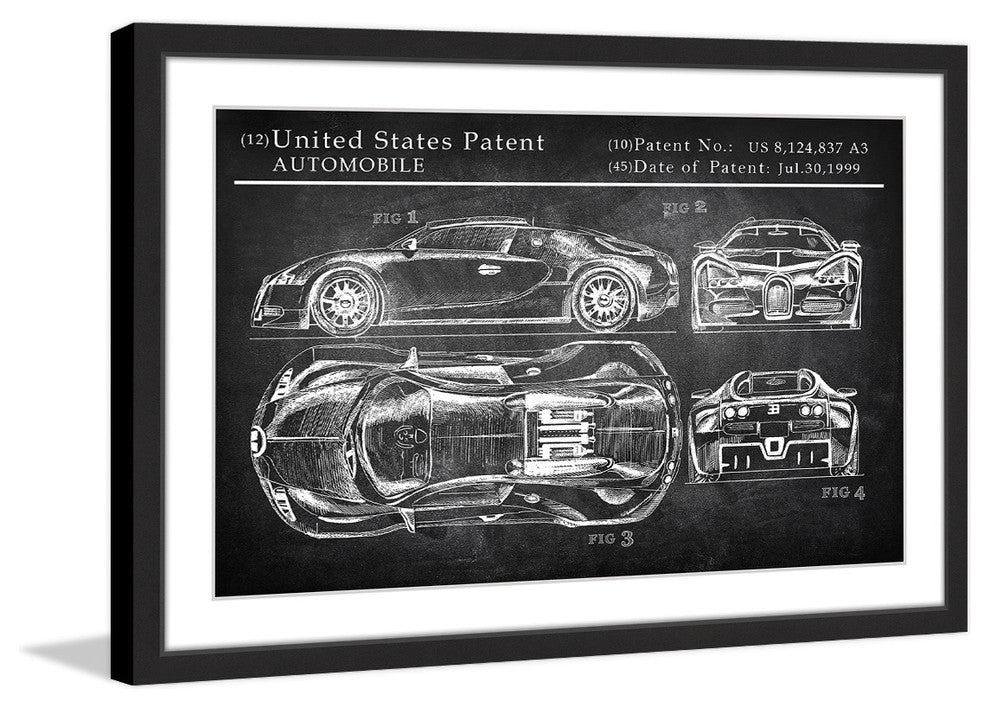 "Bugatti Chiron" Framed Painting Print, 24"x16"