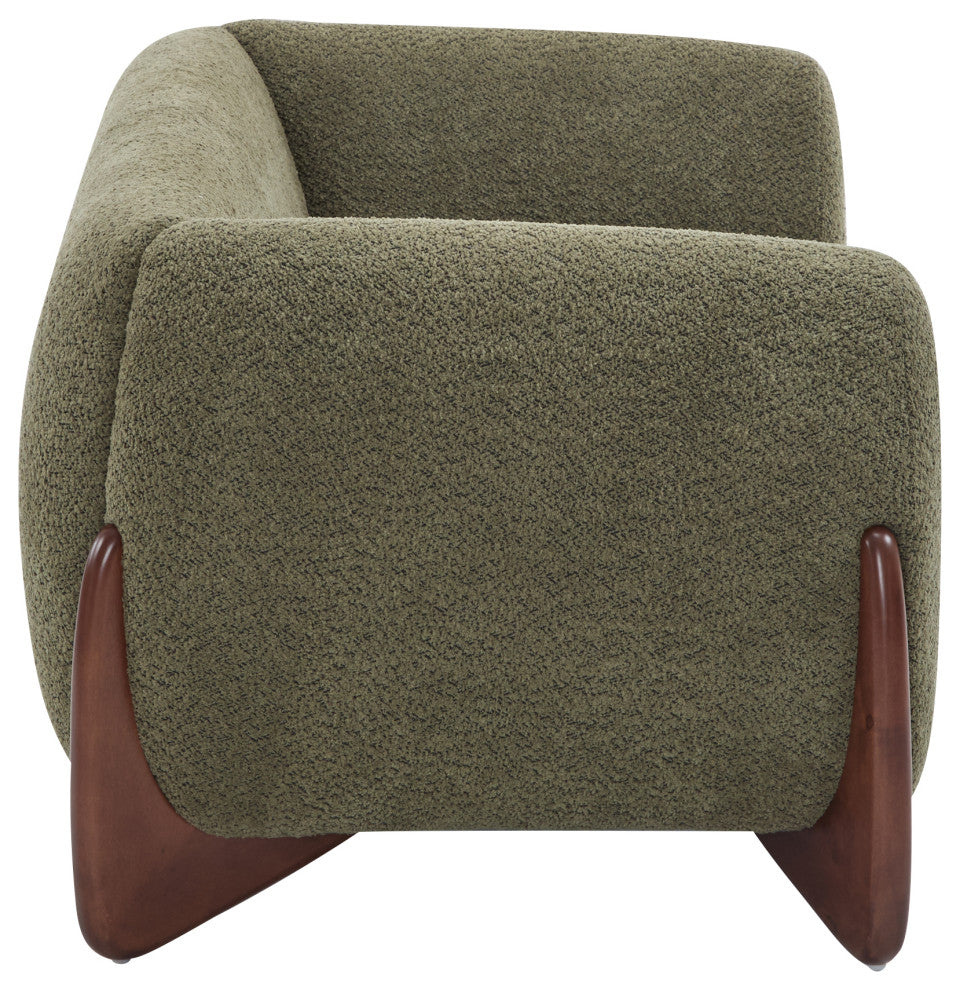 CKH 63" Upholstered Boucle Fabric Sherpa Loveseat, Olive Green
