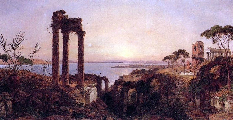 Jasper Francis Cropsey The Bay of Naples, 15"x30" Gallery Wrapped Canvas