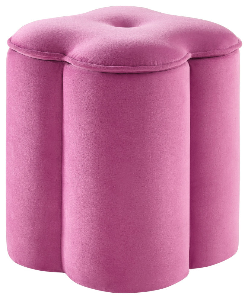 Rustic Manor Kayli Ottoman, Upholstered, Velvet, Fuchsia