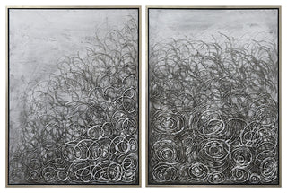 Circular Logic Abstract Wall Art Textured Metallic Hand Painted Framed Canvas