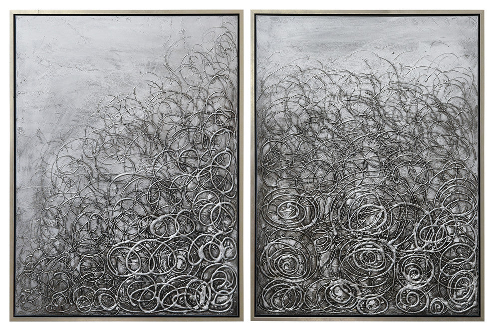 Circular Logic Abstract Wall Art Textured Metallic Hand Painted Framed Canvas