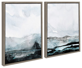 Sylvie Blue Layers Framed Canvas by Maja Mitrovic, Gray 2 Piece 18x24