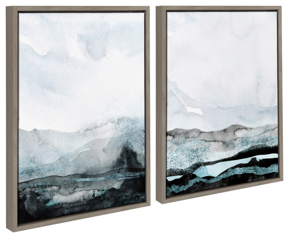 Sylvie Blue Layers Framed Canvas by Maja Mitrovic, Gray 2 Piece 18x24
