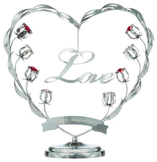 Chrome Plated Silver Happy Anniversary Table Top Ornament