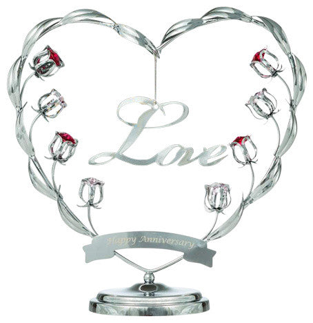 Chrome Plated Silver Happy Anniversary Table Top Ornament