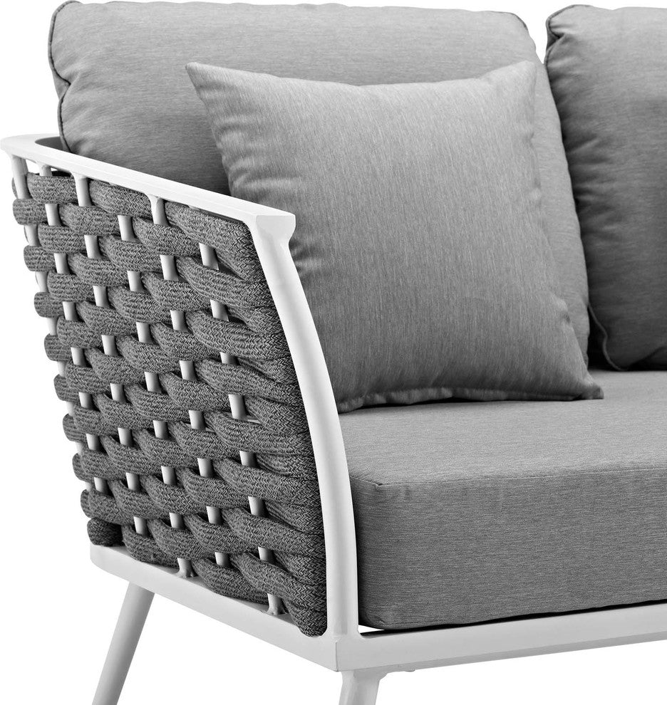 White Gray Stance Outdoor Patio Aluminum Loveseat