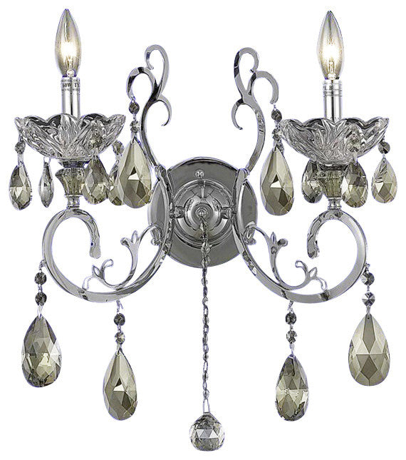 Elegant Aria Wall Sconce, Chrome Finish With Royal Cut Crystal