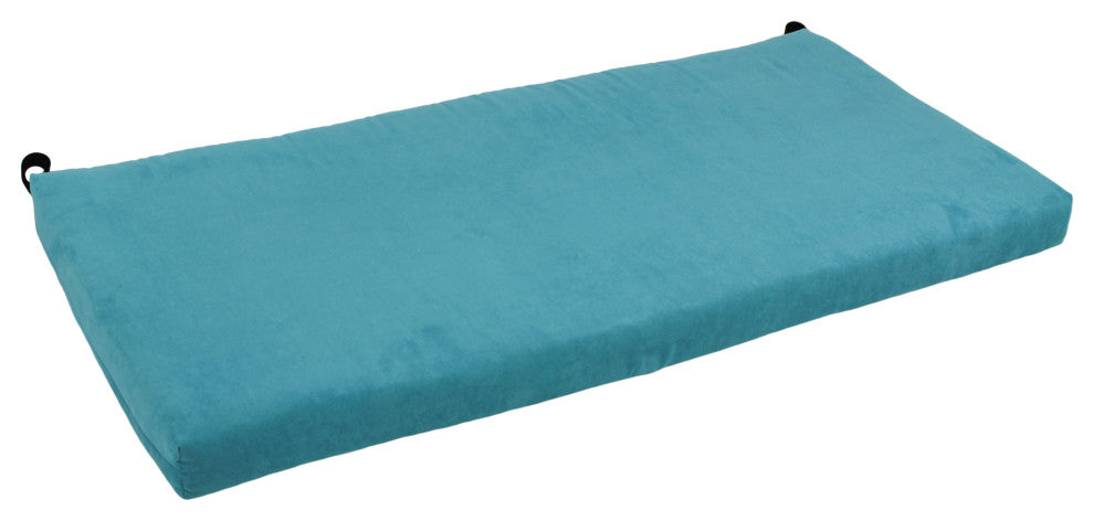 48"X19" Solid Microsuede Bench Cushion, Aqua Blue