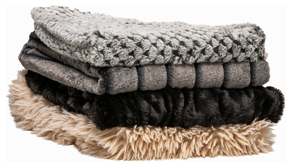 Signature Faux Fur Throw 50"x60", Cony Black