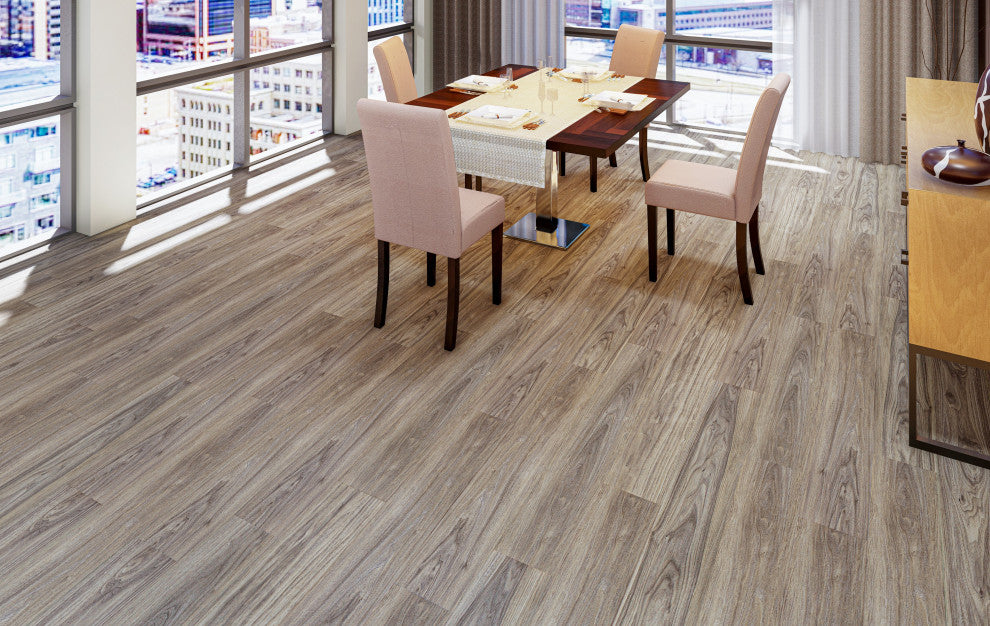 Backing Spc Rigid Core Flooring Planks, Dark Onyx 4Mmx7"X48", 20Mil Wear Layer