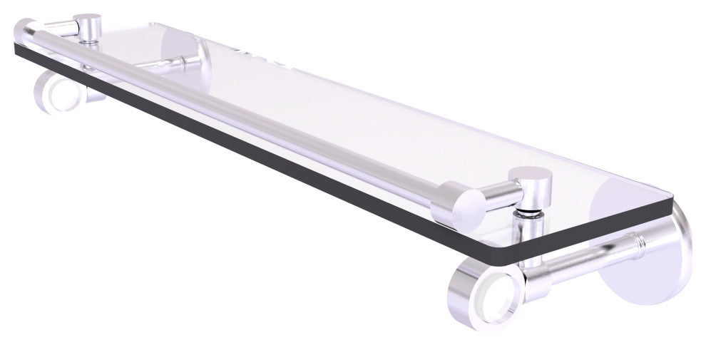Clearview 22" Glass Shelf with Gallery Rail, Satin Chrome