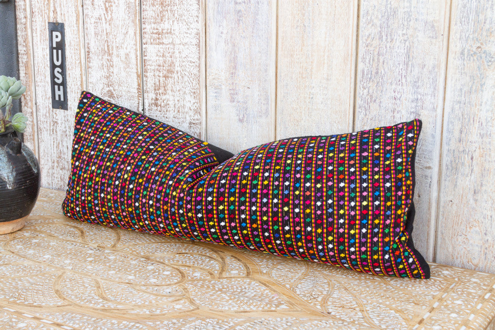 Long Vintage Mayan Brocade Itotia Pillow